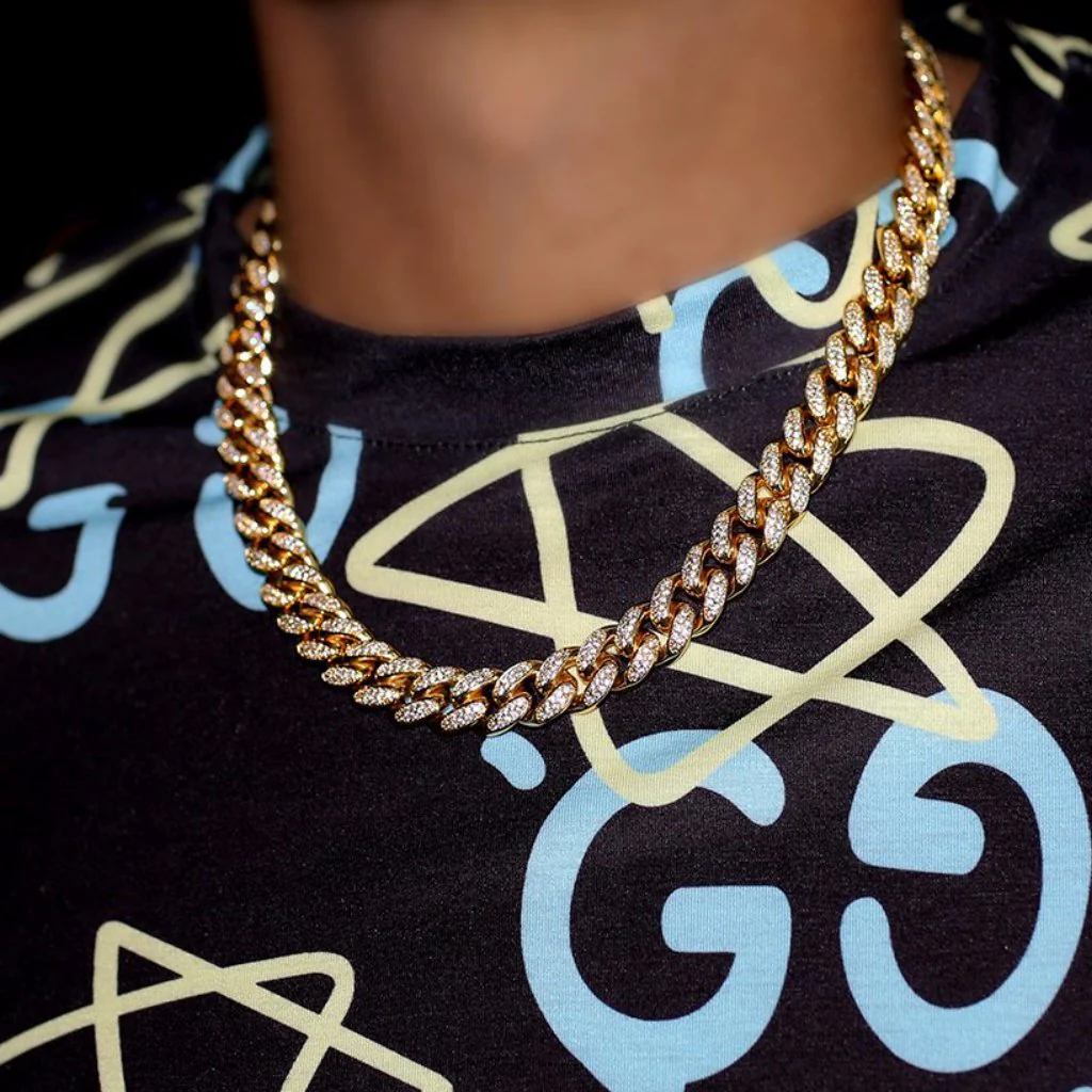 12mm Gold Plated Diamonds Miami Cuban - Image 3