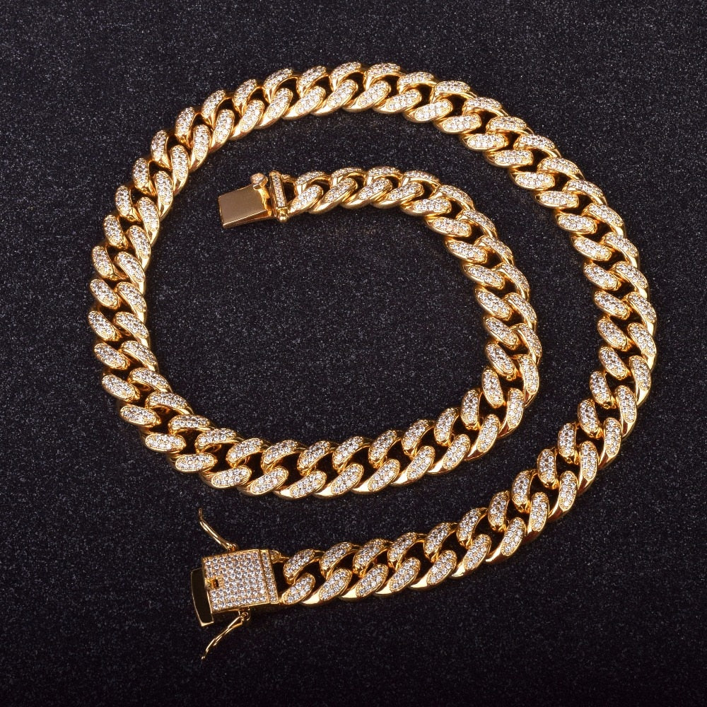 12mm Gold Plated Diamonds Miami Cuban - Image 4