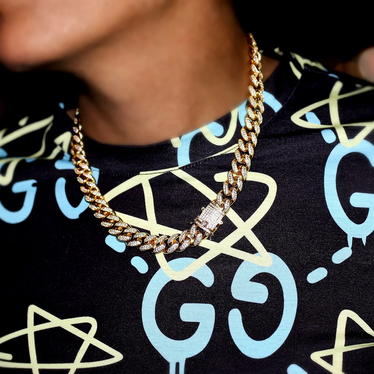 12mm Gold Plated Diamonds Miami Cuban - Image 5