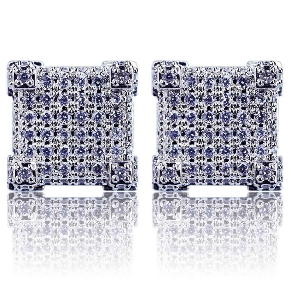 360 Fully Iced Out Cube Earrings - Image 4