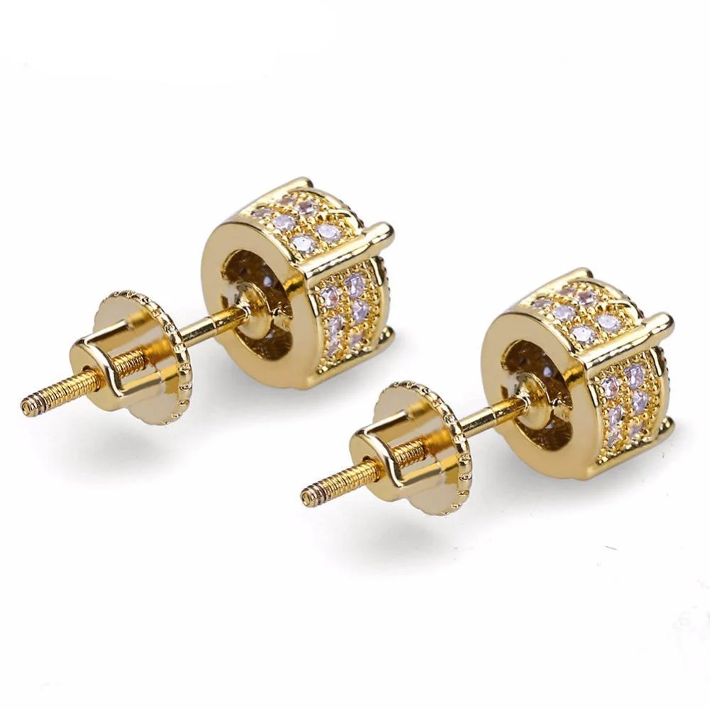 7mm Iced Out Gold Plated Round Studs - Image 3