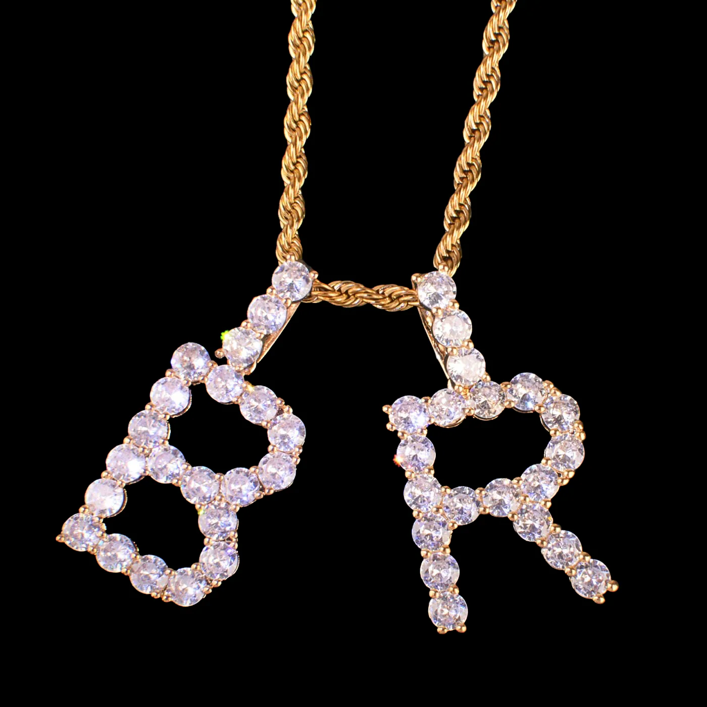 Gold plated Diamond Letter pendant - Image 3