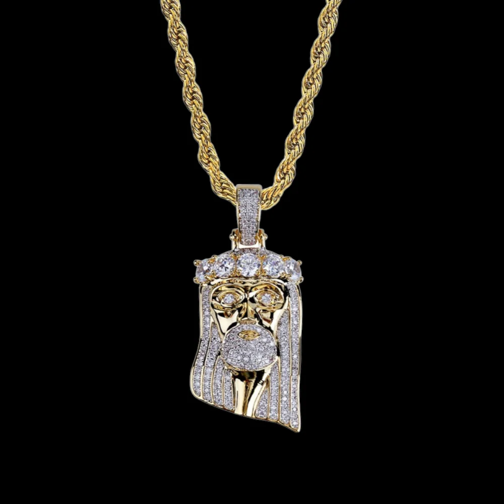 Jesus Pendant with 5 large diamonds - Image 3