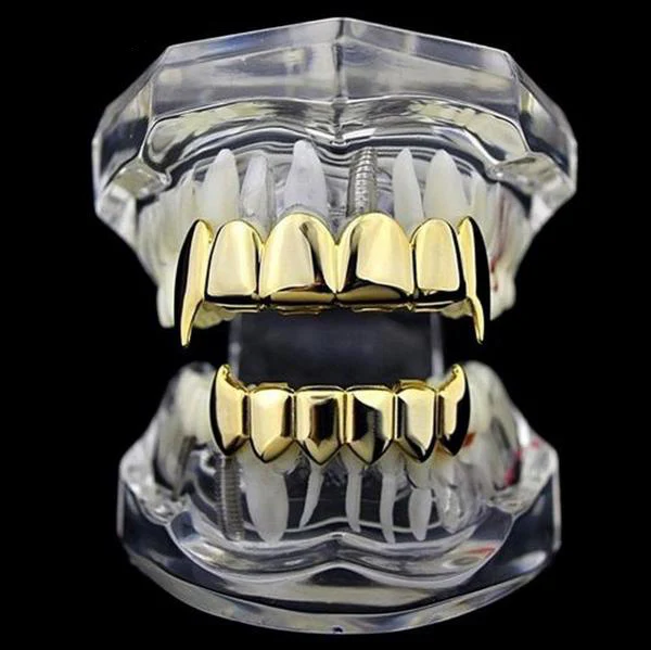 6/6 Gold Plated Fang Grillz - Image 3