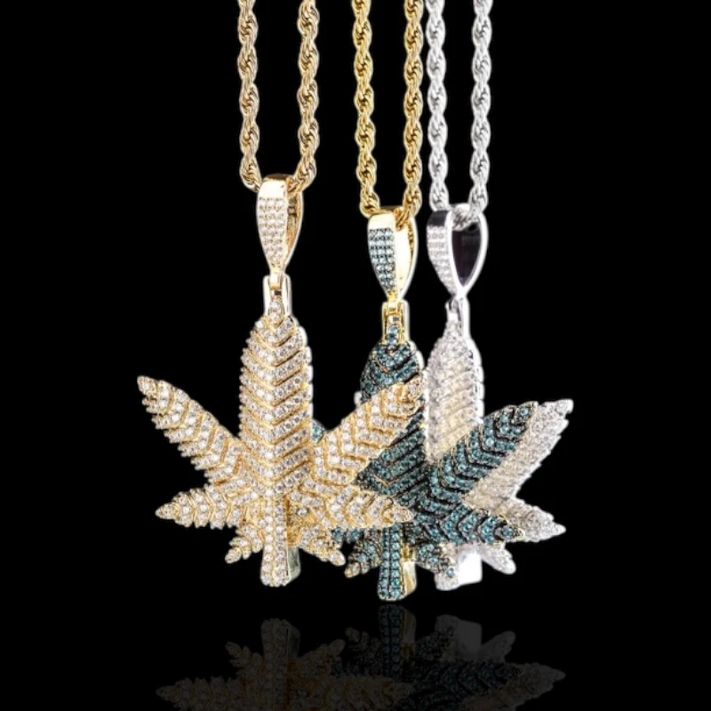 Premium Iced Out Cannabis Leaf Pendant - Image 4