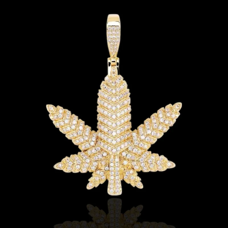 Premium Iced Out Cannabis Leaf Pendant - Image 5