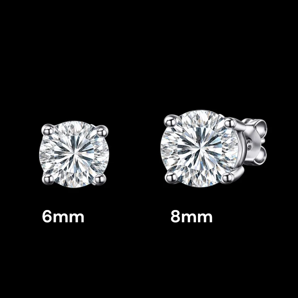 Silver Simulated Diamond Stud Earrings - Image 3